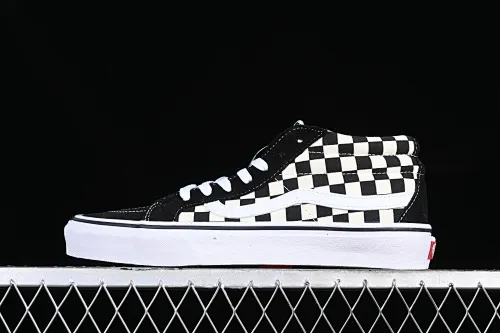 All categories Vans Vans series Vans Mid Vans China Vans Sk8-Mid black and white checkerboard mid-top casual sneakers VN0A391FQXH